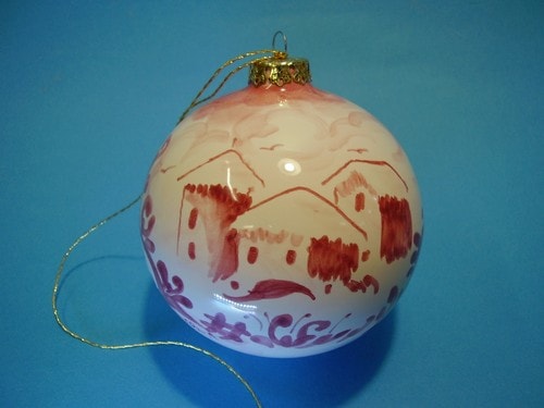 Albisola ceramics Art -  Majolica decorated with white Christmas. In Antique Savona, red. 